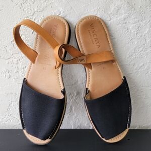 Viscata Menorquina Leather Avarca Sandal Slingback Spain Black Sz 45 US 12